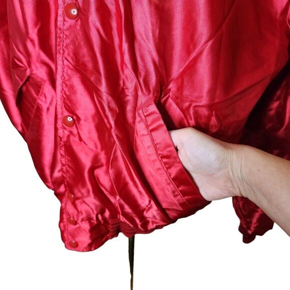 Vintage 80s Suzuki Satin Bomber Jacket Mens Size L Red - Picture 3 of 7
